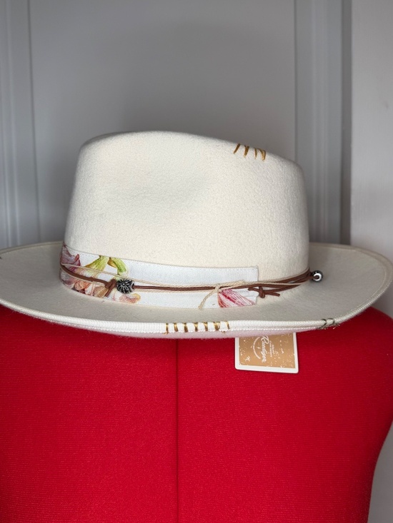 Ruediger Australian Wool Wide Brim Womens Hat Off White Floral Sz M - NWT main image 11